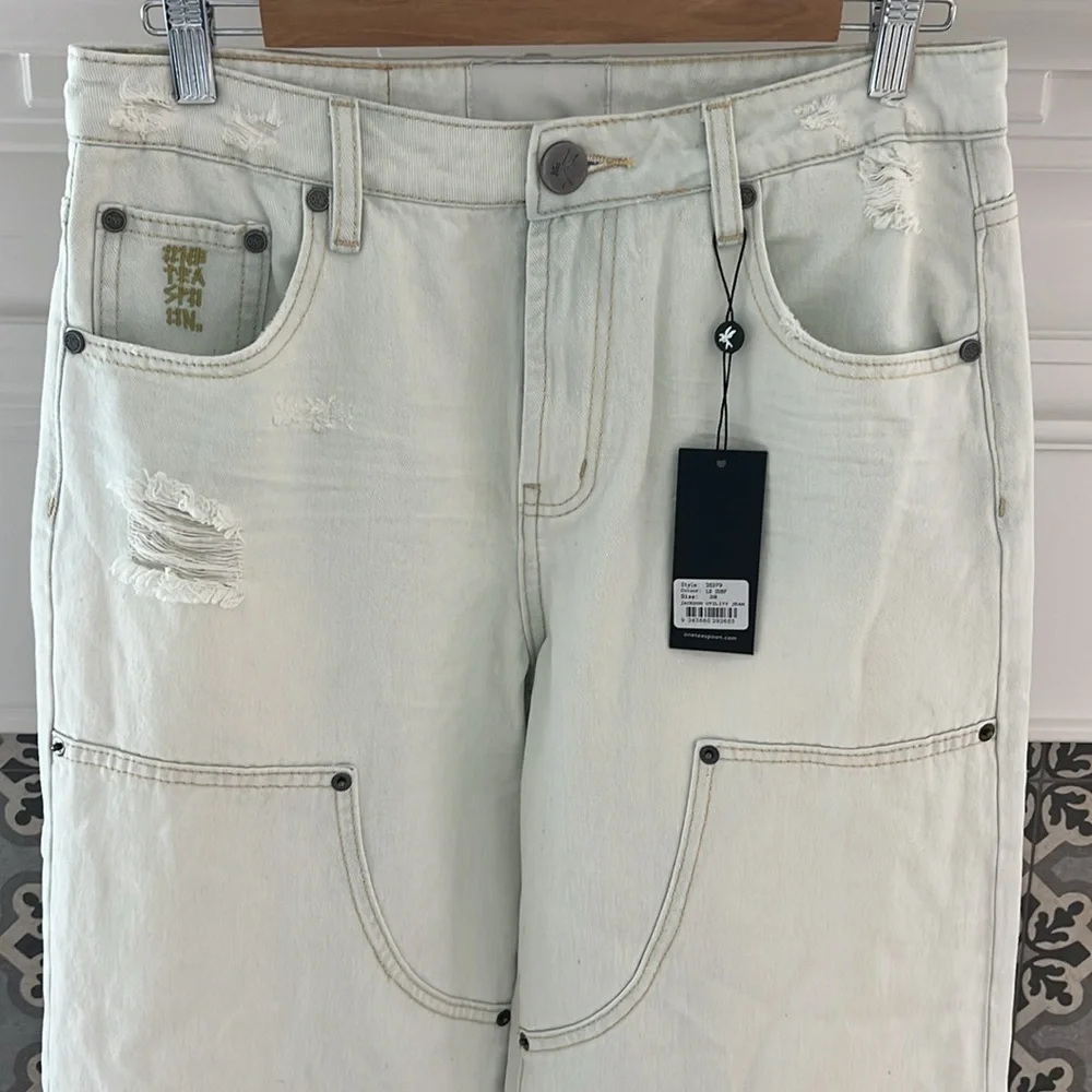 Free People One Teaspoon Jackson Mid Waist Wide Leg Denim Jeans Le Surf 90s - Picture 9 of 11